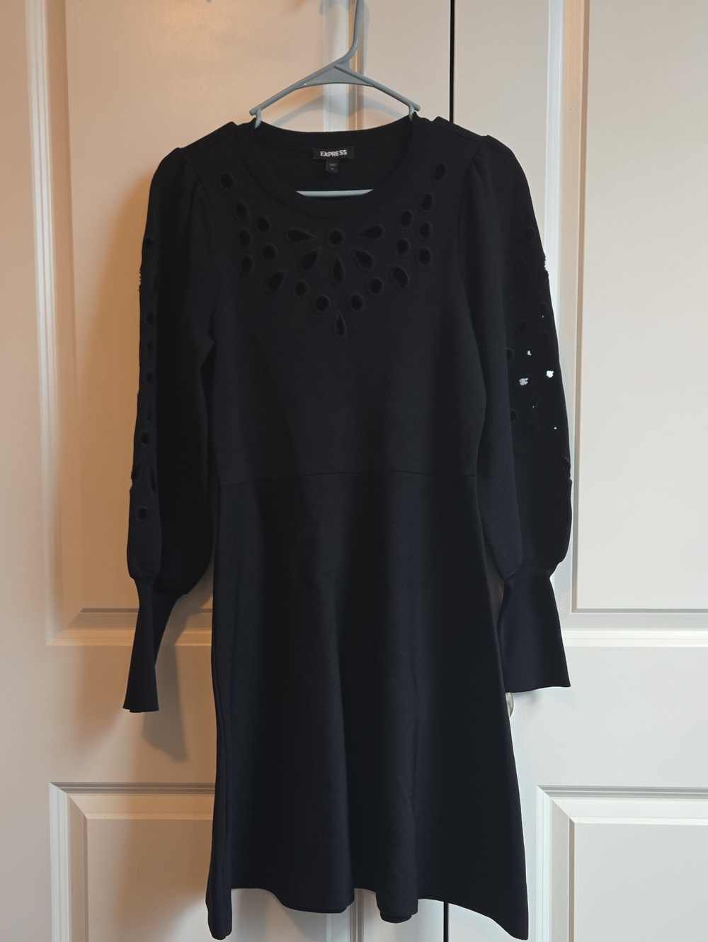 Express Eyelet Lace Fit & Flare Sweater Dress